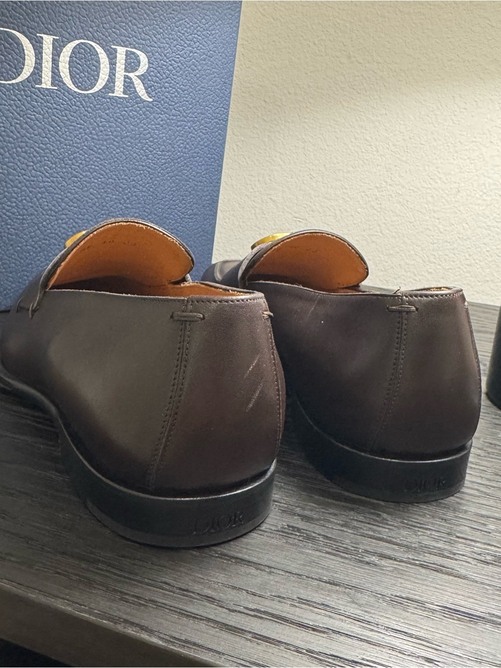 Christian Dior Timeless Loafers Dress Shoes Leather Brown 41 - Picture 8 of 11